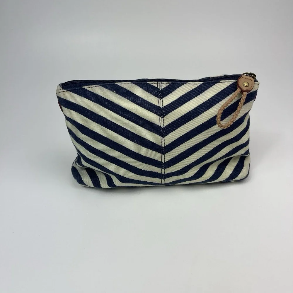 Tommy Hilfiger Cosmetic Makeup Zippered‎ Pouch Cloth Classic Stripes Vintage